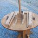 1950s round oak table, 2 heights, central quadripod leg