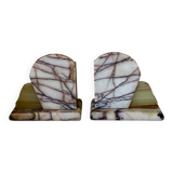 Vintage pair of marble and onyx Art Deco bookends.