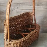 Vintage wicker bottle rack