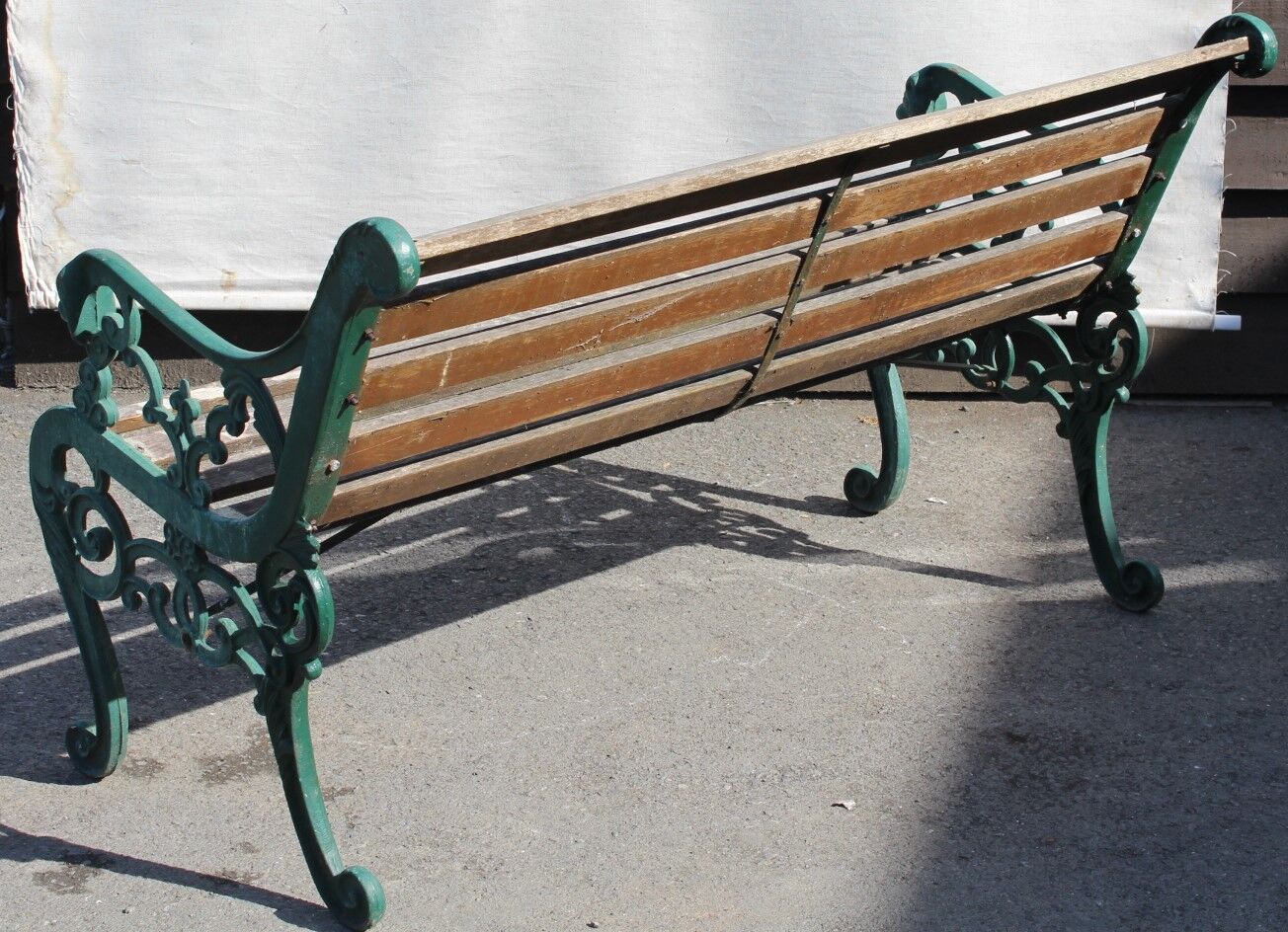 Garden cast iron bench with wooden slats