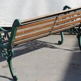 Garden cast iron bench with wooden slats