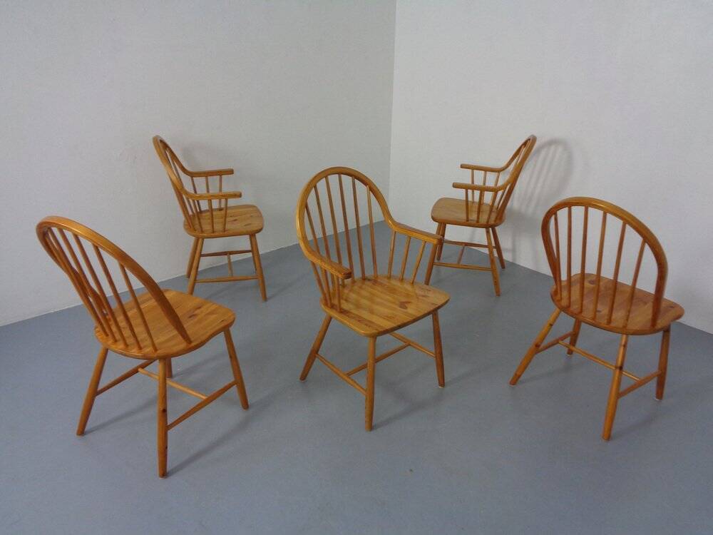 Pine Chairs by Erik Ole Jørgensen, Set of 5