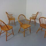 Pine Chairs by Erik Ole Jørgensen, Set of 5
