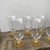 7 glasses with crystal stemmed yellow feet / cups