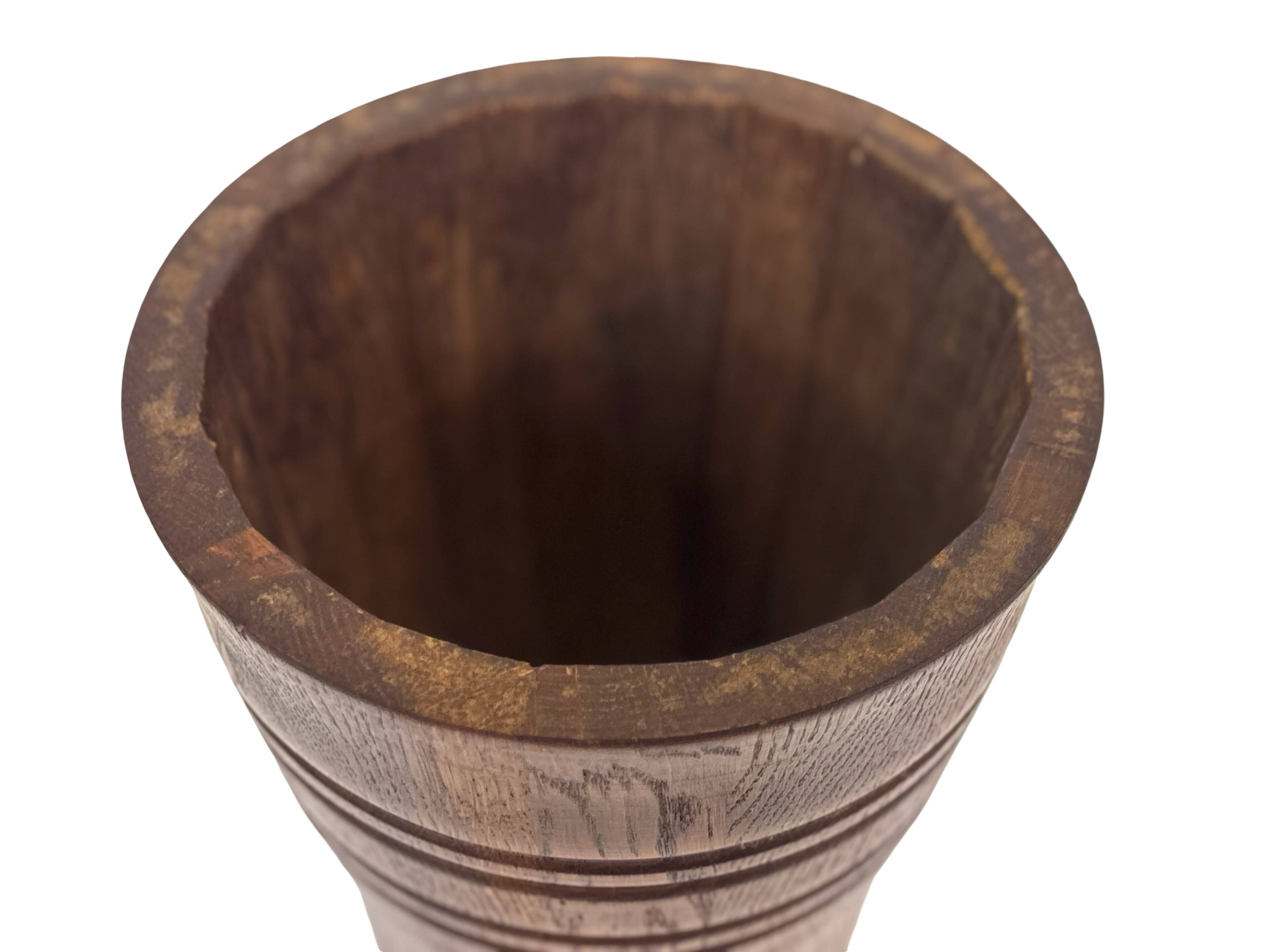 Vintage umbrella stand - holder oak basket storage design 60's minimalist