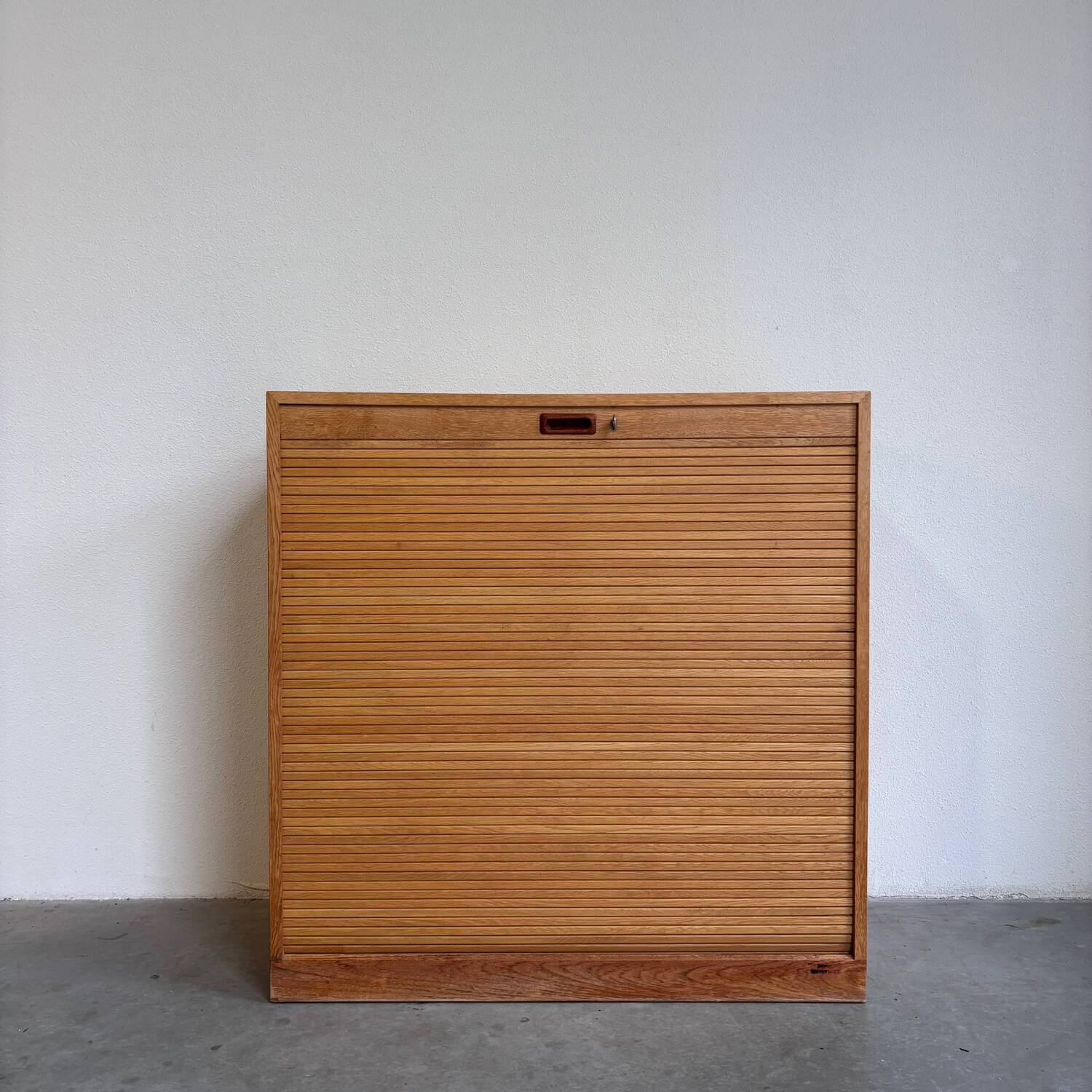 Vintage tambour cabinet - archive in oak