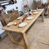 Solid oak table with birch extensions