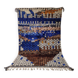 Beni Ouarain “Mosaic” Rug, Deep Blue and Earth, Artist's Piece 3x2M