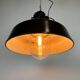 Industrial black enamel lamp with glass cover, 1950s