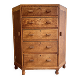 Art deco oak corner unit with drawers