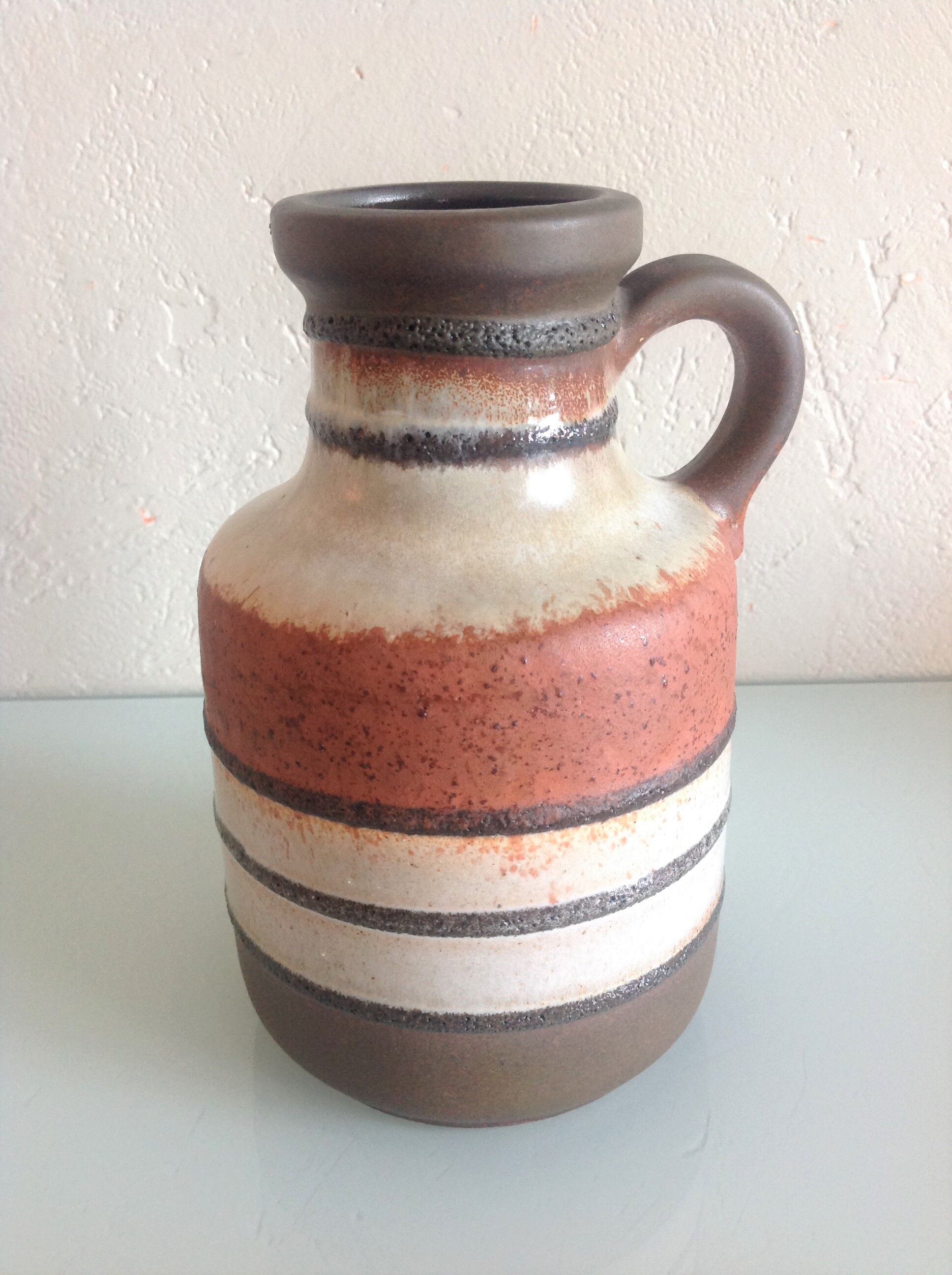 Beige and brown vase by Scheurich Keramik vintage 60s-70s