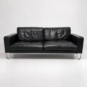 3-seater sofa W.H. Gispen for Dutch Originals, black leather and chrome
