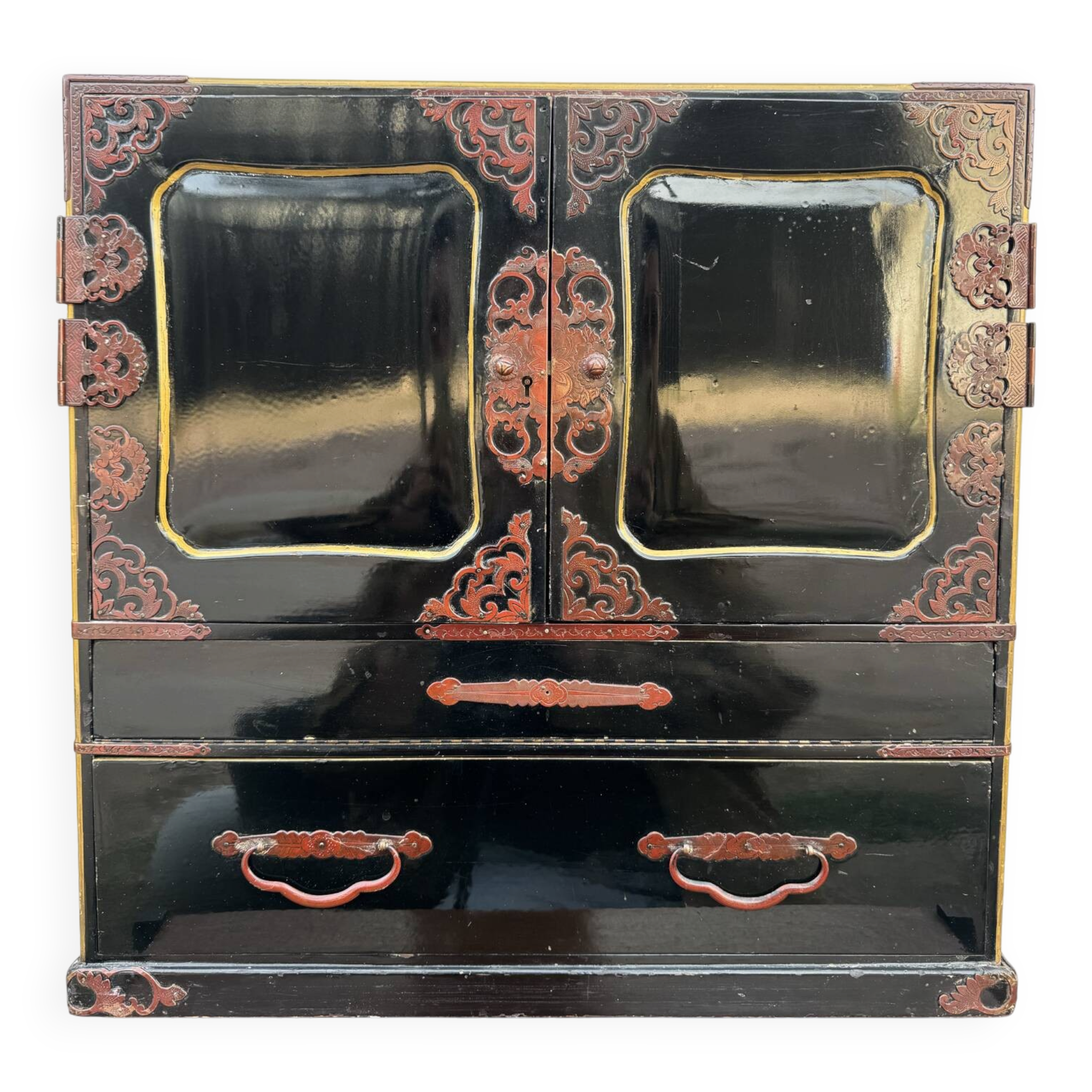 Japanese lacquered tansu from the early 20th century.