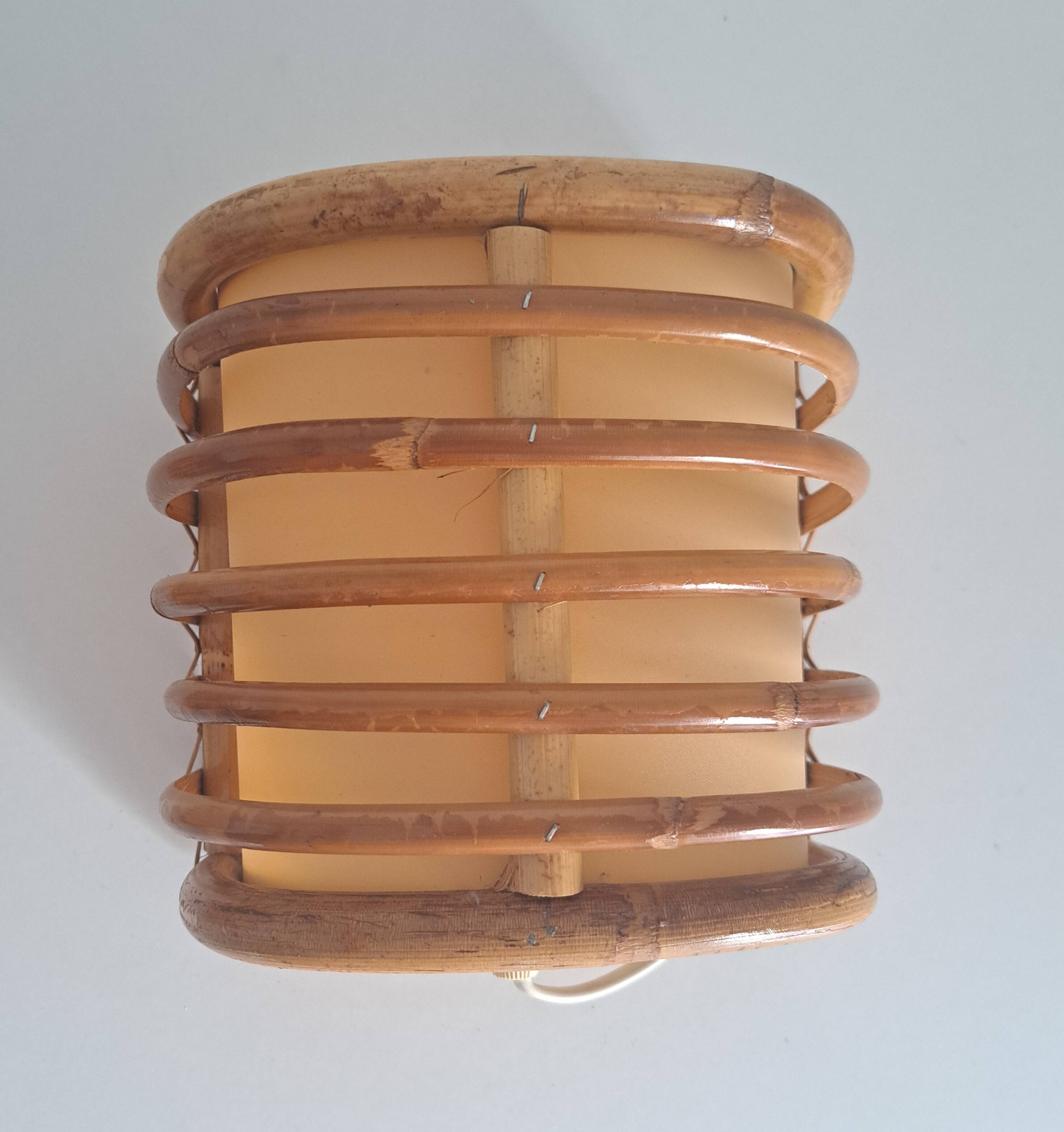 Pair of vintage bamboo sconces
