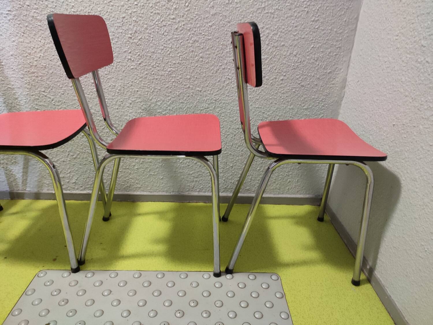 4 vintage red formica chairs