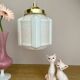Vintage art deco globe pendant light in pale pink opaline.