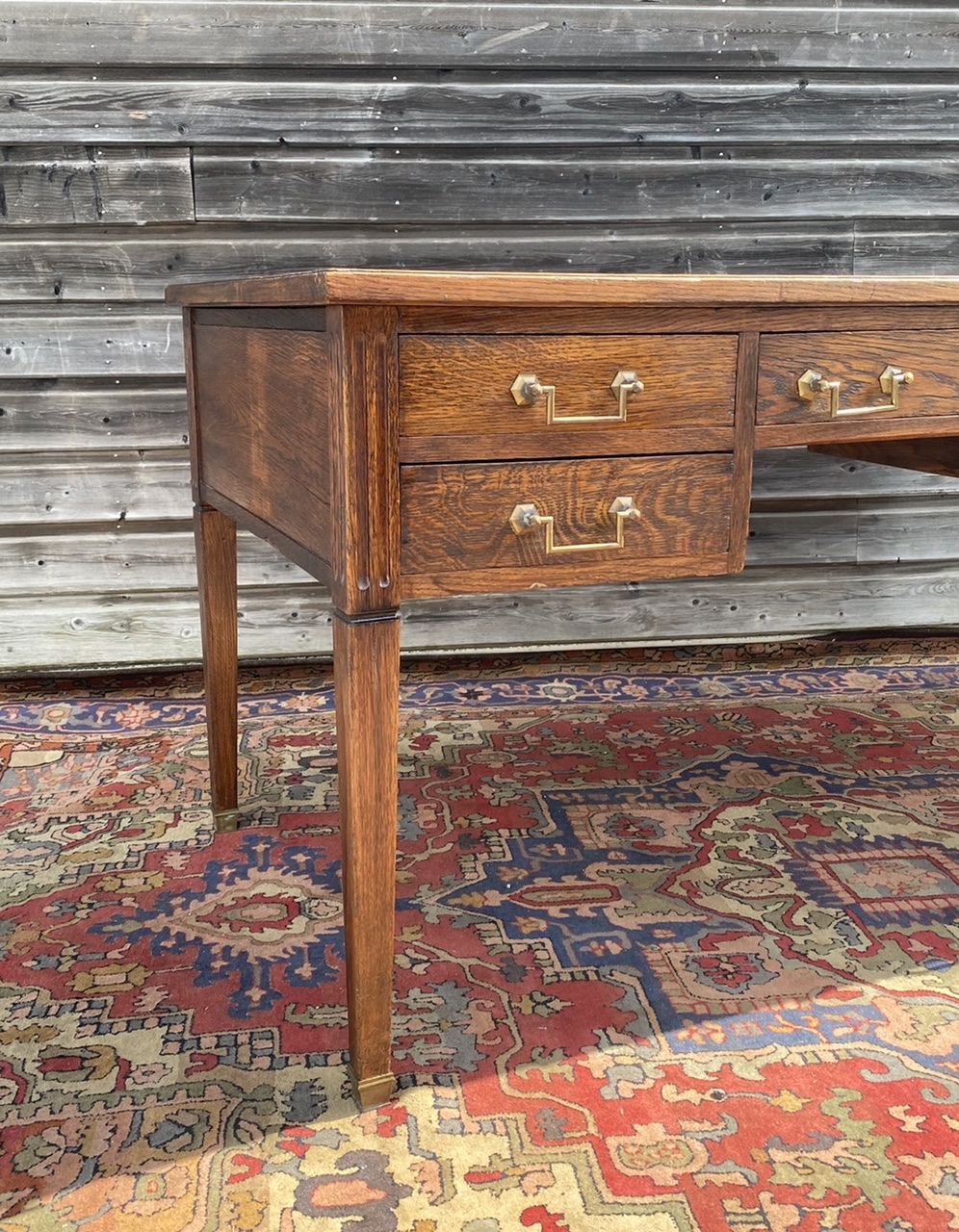 Flat desk double face in natural wood style  Louis XVI XIX eme century