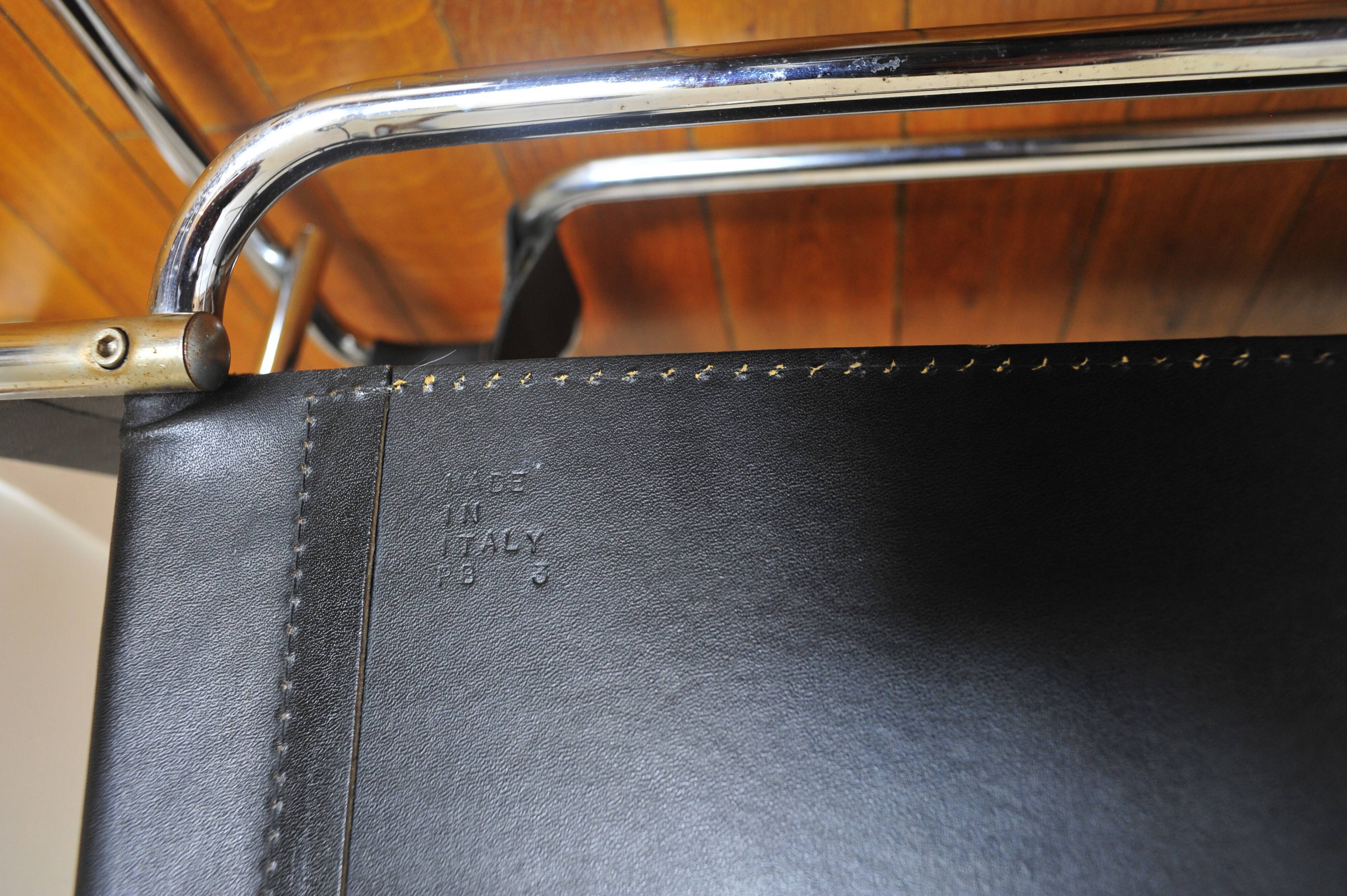 Wassily B3 leather armchair by Marcel Breuer Made in Italy 1970