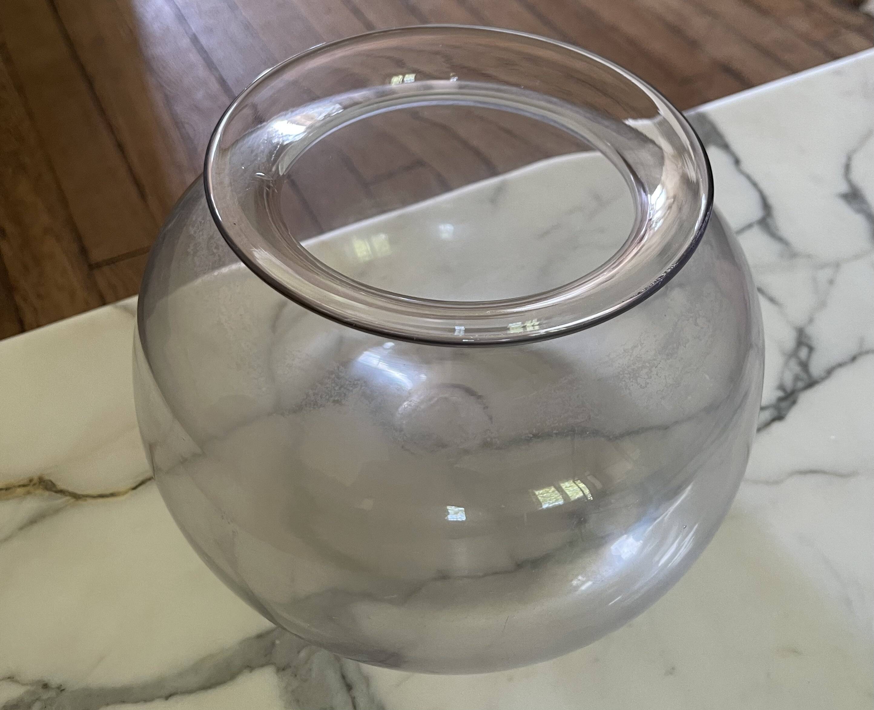 Round vase in Greco-Roman style in smoked glass