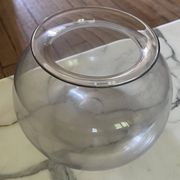 Round vase in Greco-Roman style in smoked glass