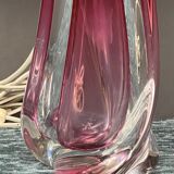 Val Saint Lambert. Two-tone solid crystal lamp (light purple) with high lead content.