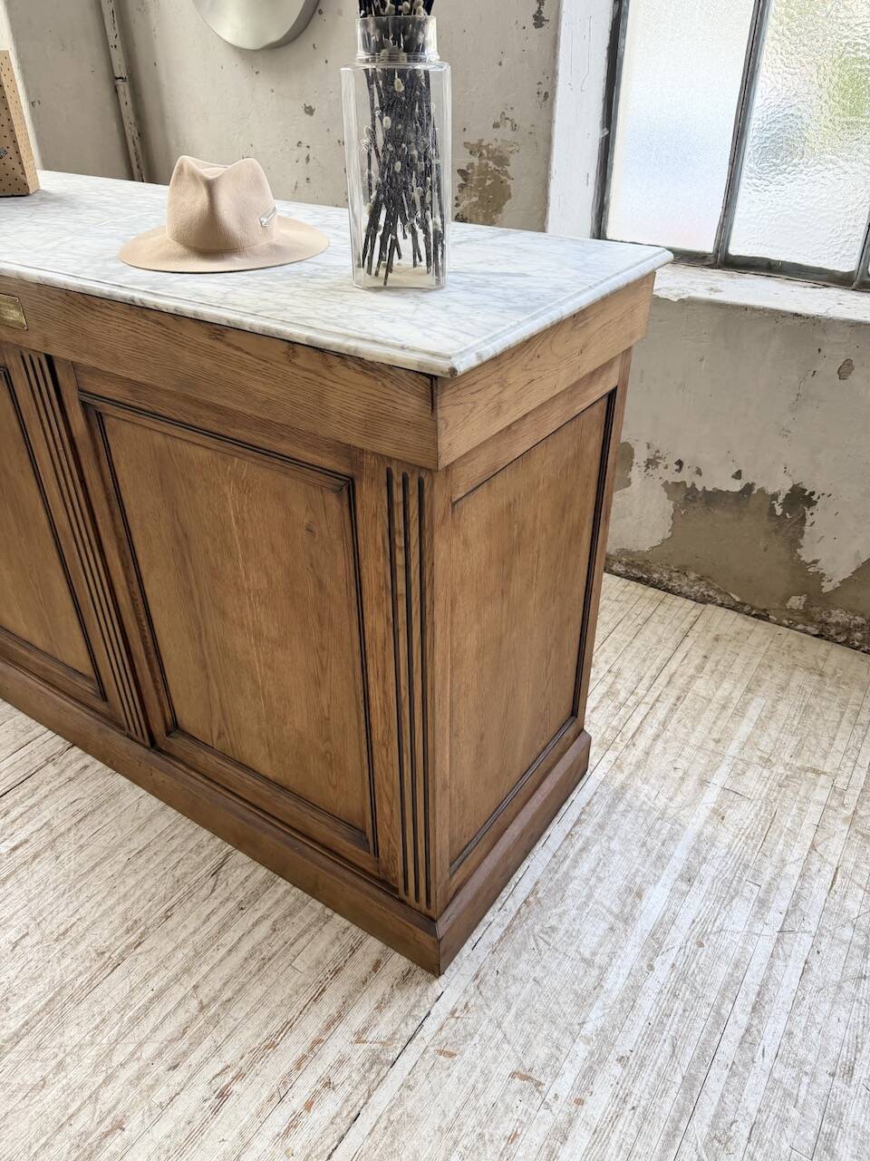 Oak and marble counter 1950