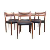 6 scandinavian chairs wood and black skai