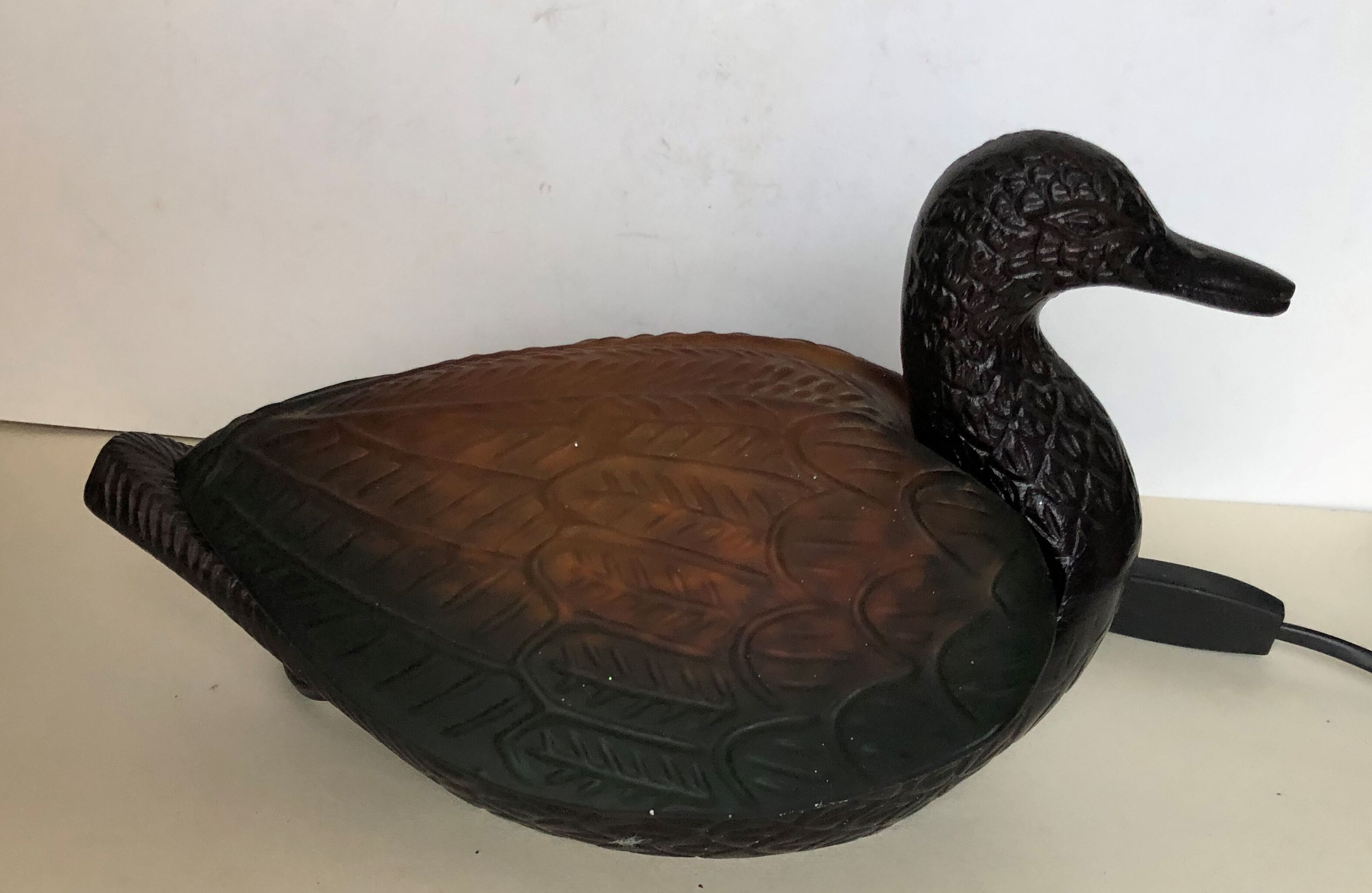 Lampe veilleuse canard en verre coloré