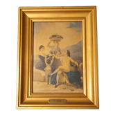 Cadre mural doré 15,5 x 19,5 cm, reproduction « la vendange » ou « l'automne » de goya