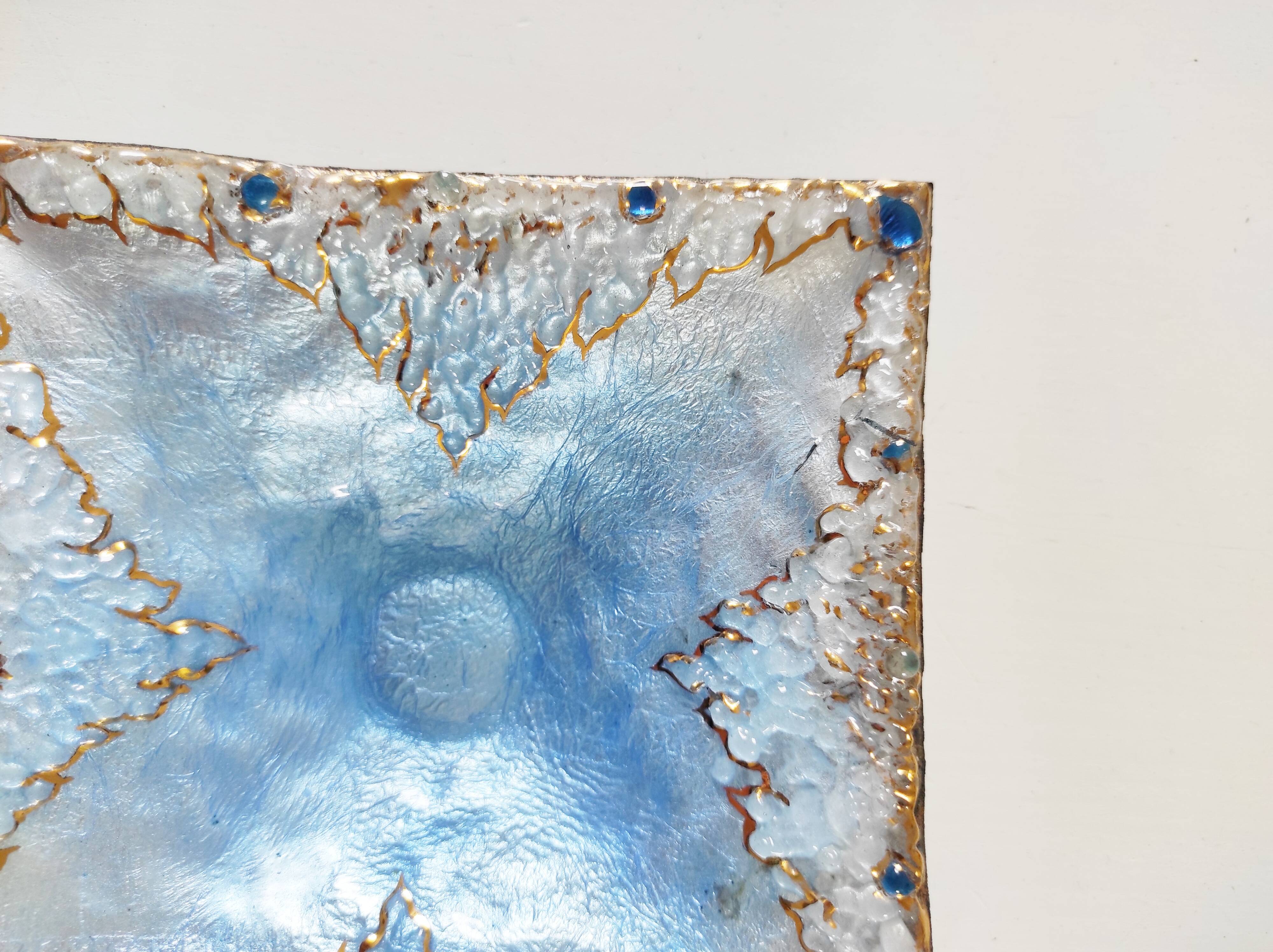 Light blue enamel catch-all tray