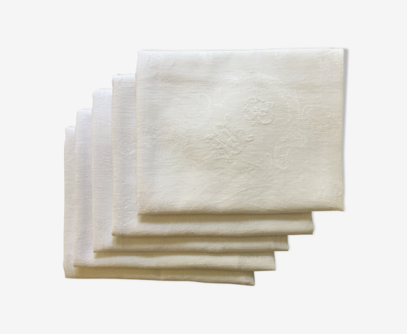 Set de 5 serviettes de table monogramme MG