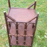 Bamboo and rattan foot shelf, dark version, vintage