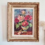 Peinture tableau ancien bouquet