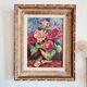Peinture tableau ancien bouquet