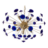 Blue “coni” murano glass sputnik oval chandelier
