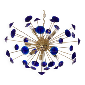 Lustre ovale en verre de Murano bleu « coni » spoutnik
