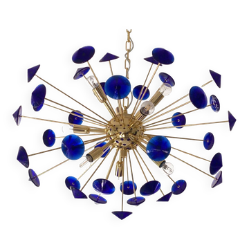 Lustre ovale en verre de Murano bleu « coni » spoutnik