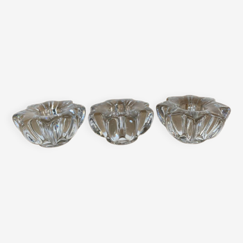 Lot de 3 bougeoirs en verre style Pierre d’Avesn