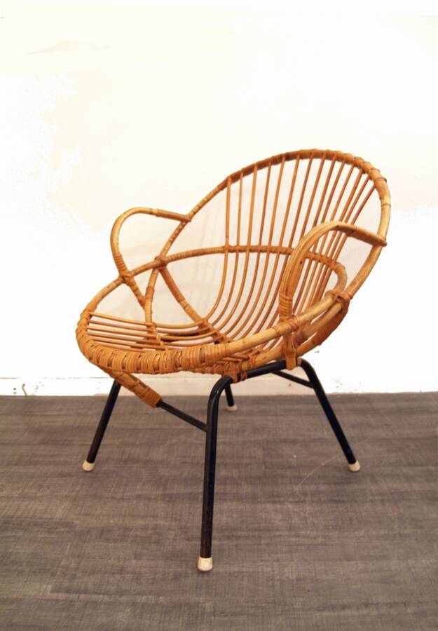 Rohe Noordwolde rattan vintage sixties design armchair