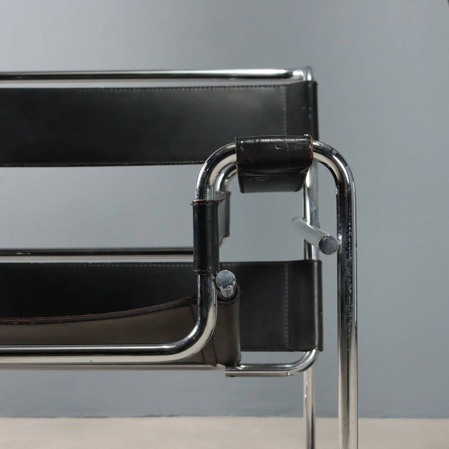 Fauteuil Wassily Gavina, design vintage Marcel Breuer, Italie, années 1970