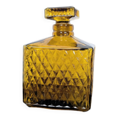 Amber glass liqueur carafe with diamond pattern