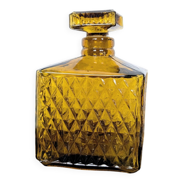 Carafe à liqueur en verre ambré à motif losanges