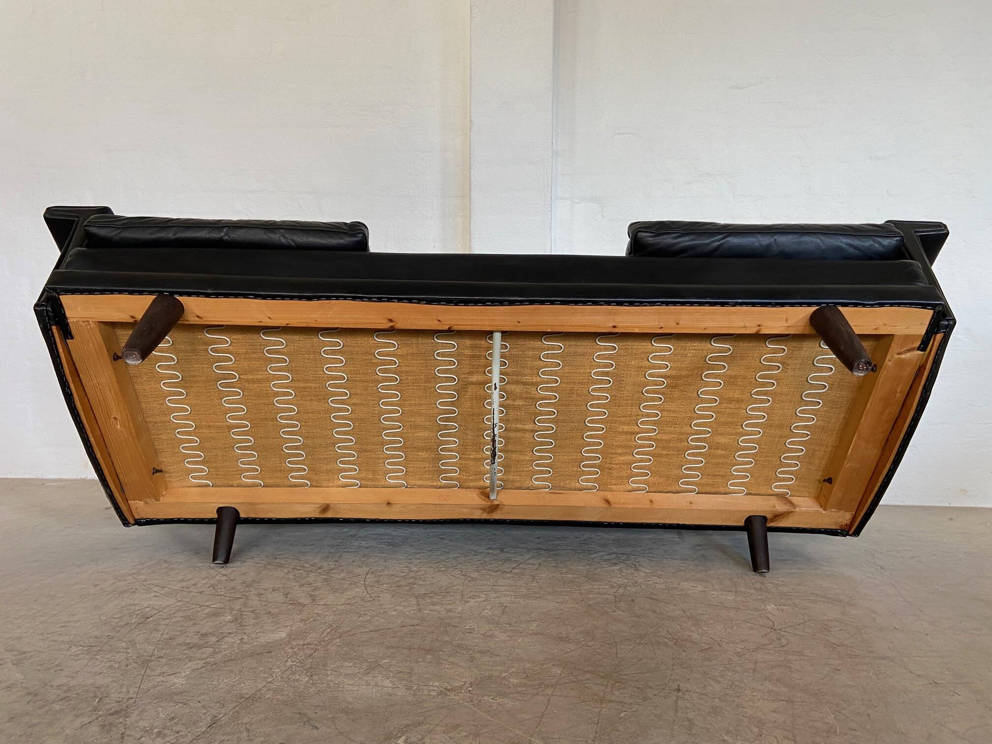 Vintage Danish Mid-Century Georg Thams 3-Seater Sofa in Black Leather, 1960