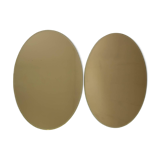 Pair of Mid-Century Modern Italian Oval Mirrors Brass and Bronzed Mirror,70
