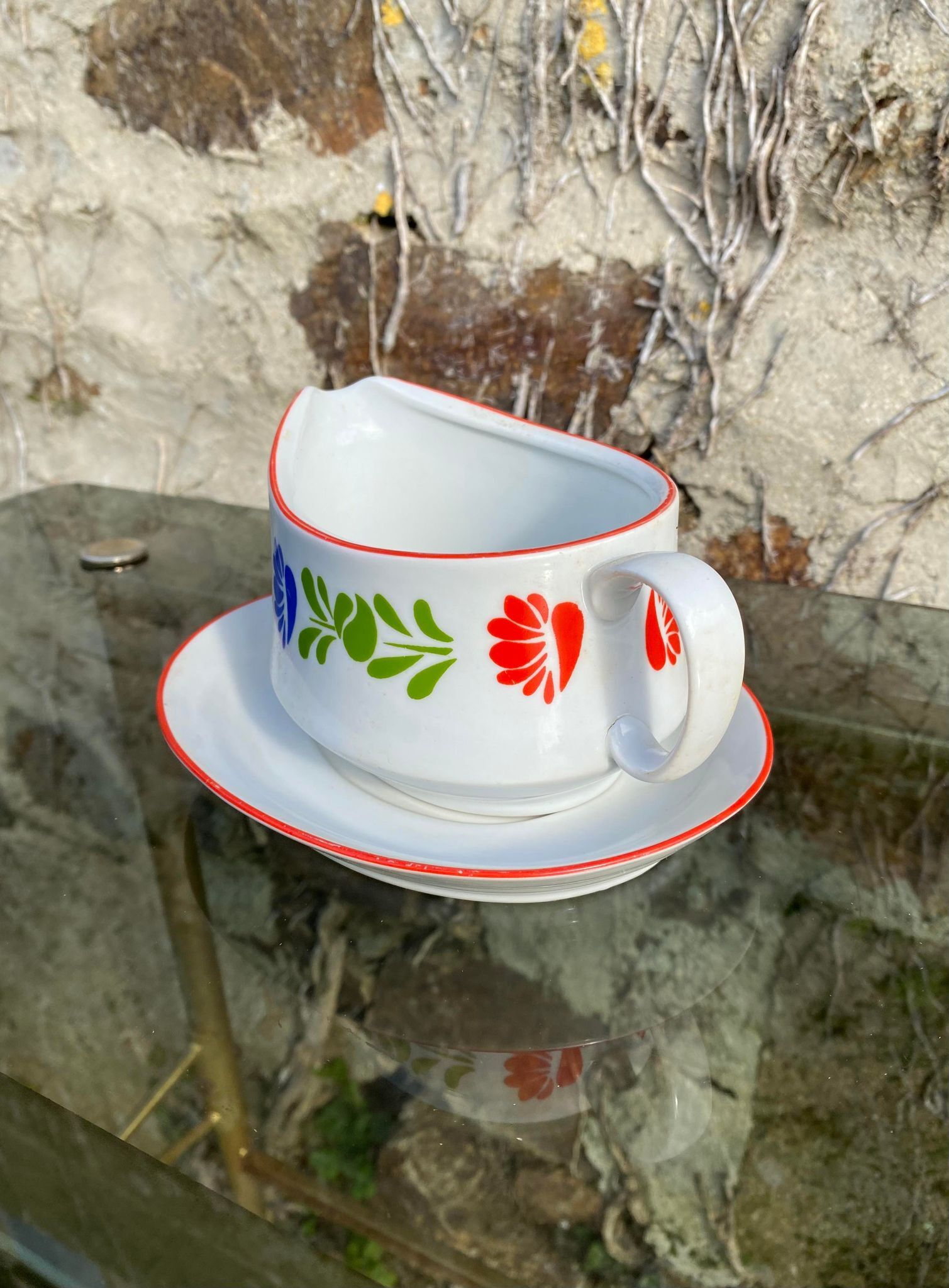 Porcelain sauce dish Alfoldi traditional Hungarian décor Vintage 70s-80s