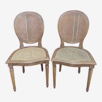 Louis XVI style medallion chairs, canned seat and back