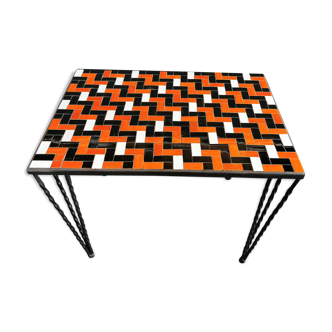 Table basse rectangulaire mosaique vintage circa 1970