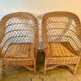 Paire de fauteuils en osier, 1960
