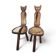 Brutalist cowhide cat tripod chairs / labeled made in Spain foldable backrest 1960s