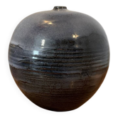 Glazed stoneware round vase signed in the style of Antonio Lampecco.